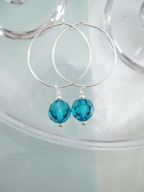 Creoler örhängen med Swarovskikristaller - Fasett/Rund/Turkos