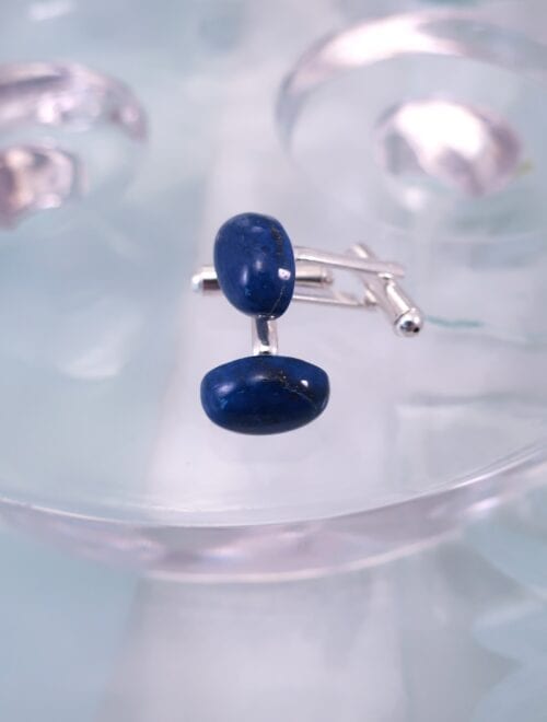 Manschettknappar med Lapis Lazuli - Cab/Oval/Blå