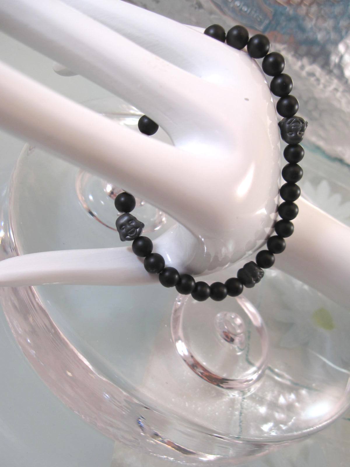 Onyx o Hematit armband med Buddha - Svart/Flex/Unisex - Bild 2