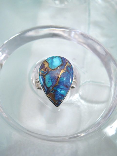 RingTurkosKopparDroppe