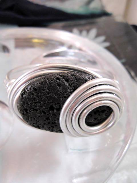 Aluminium o Lava armband - Oval/Inlindad