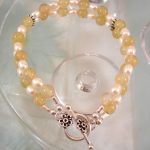 Citrin o Sötvattenspärlor armband - Tvåradigt