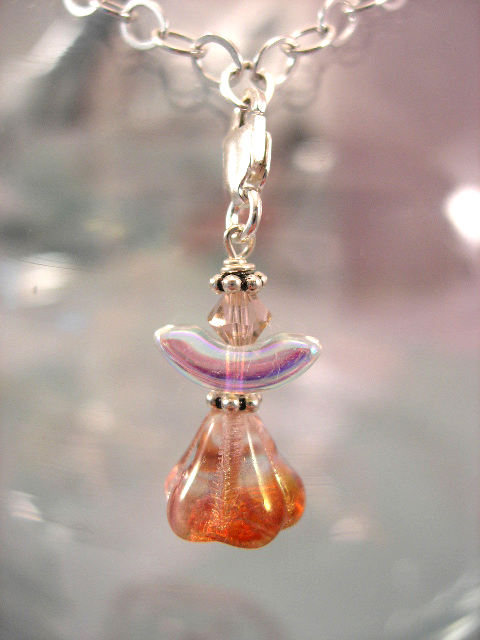 Berlock med karbinlås - Ängel/Swarovski kristall/Glas/Rosa