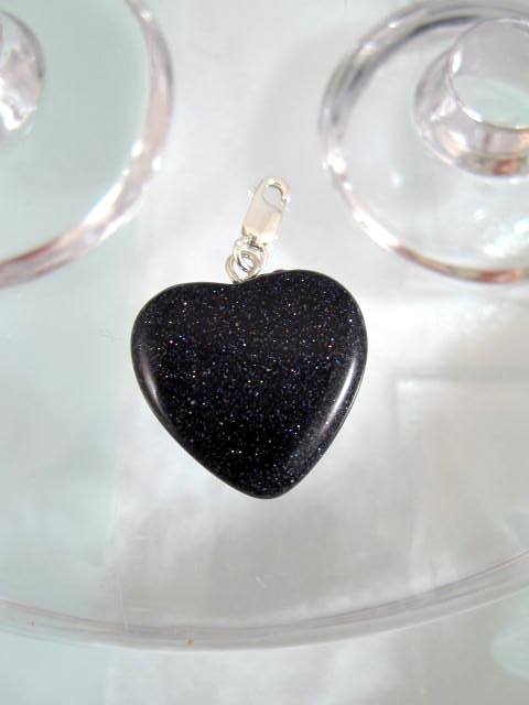 Berlock med karbinlås - Hjärta/Guldsten/Marinblå