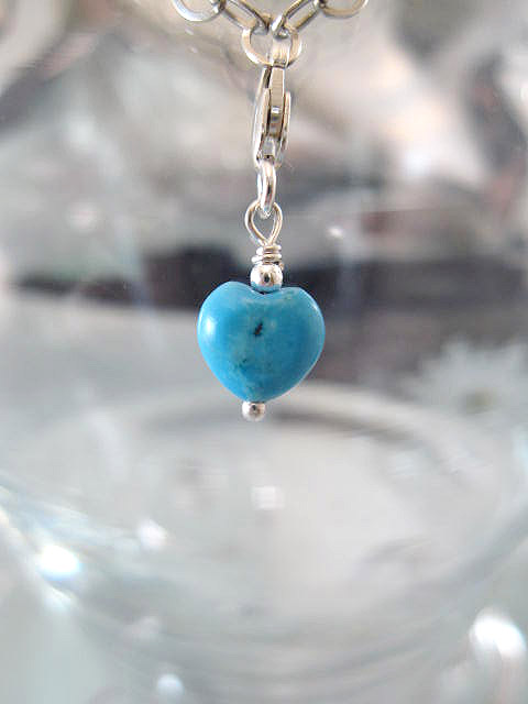 Berlock med karbinlås - Hjärta/Turkoser/Litet/Blå/Månad December