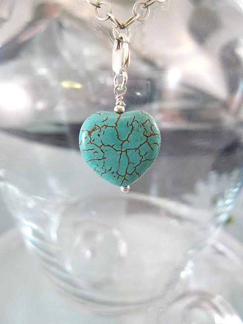 Berlock med karbinlås - Hjärta/Turkoser/Månad December