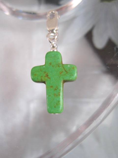 Berlock med karbinlås - Symbol/Kors/Grön