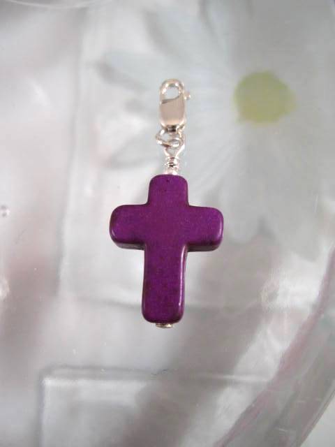 Berlock med karbinlås - Symbol/Kors/Howlit/Lila