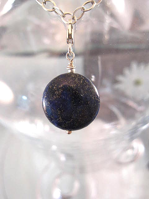 Berlock med karbinlås - Coin/Lapis Lazuli/XL