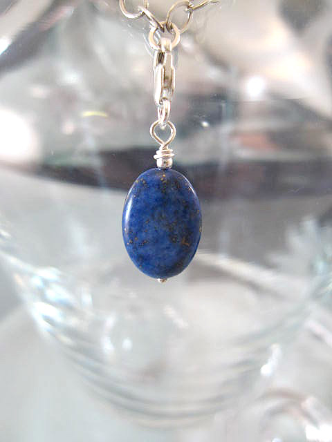 Berlock med karbinlås - Oval/Lapis Lazuli