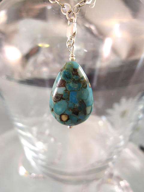 Berlock med karbinlås - Droppe/Turkoser