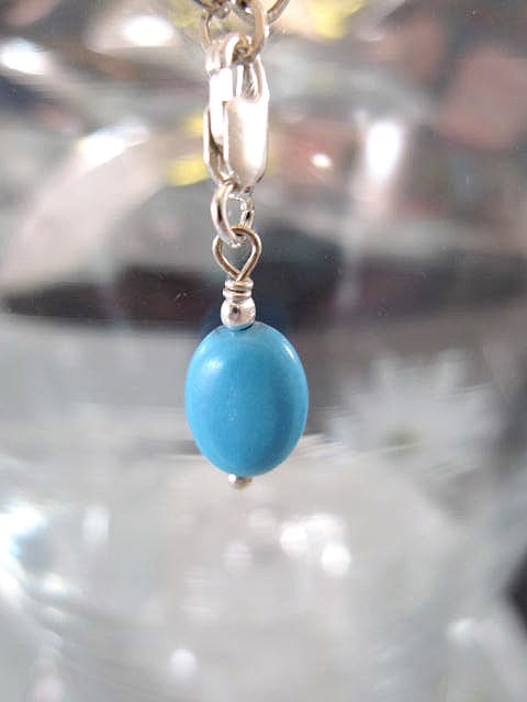 Berlock med karbinlås - Oval/Turkoser/Liten/Blå