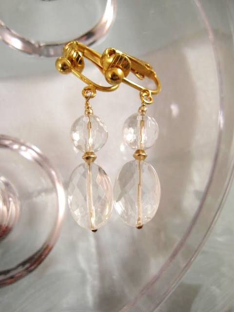 Clips örhängen med Bergskristaller - Fasett/14K GF