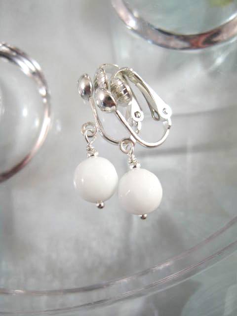 Clips örhängen med Agater - Fasett/Vit