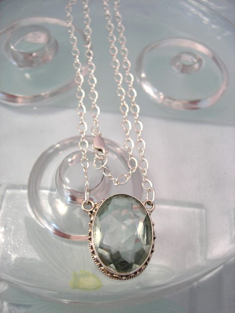 Akvamarin Kvarts halsband - Fasett/Oval
