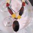 Bärnsten Harts, Hematiter o Agat halsband på läderrem - Multifärg