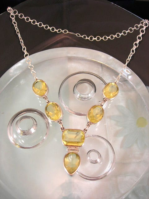 Citrin halsband - Fasett/Oval/Droppe/Kant