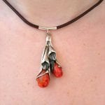 Korall svamp hängsmycke på läderrem halsband - Droppe