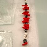 Korall o Hematit halsband - Läderrem/Ranka 2