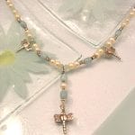 Amazonitpärlor, Akvamarin & Sötvattenspärlor halsband - Trollslända