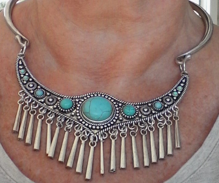 Halsband med Turkoser o Tibetanskt silver - Tibet/Kleopatra