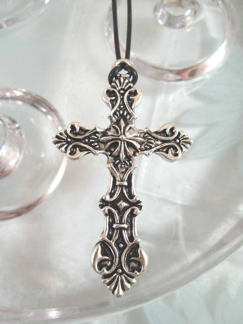 Antik Symbol L ngt halsband med kors p l derrem Symbol Antik Goth 