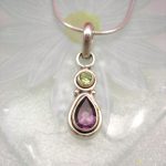 Ametist & Peridot hänge - Fasett/Droppe/Rund