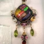 Ametist, Citrin, Granat, Peridot & Dichroic glas hänge