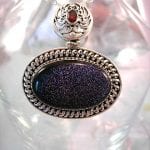 Guldsten o Granat hänge - Cab/Oval/Blå