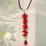 Korall o Hematit halsband - Läderrem/Ranka 1