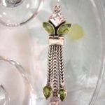 Peridot o Topas hängsmycke - Fasett/Ranka/Vit