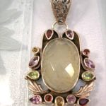 Prenit, Ametist, Citrin, Granat & Peridot hänge - Fasett/Oval/