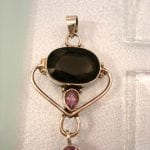 Röktopas o Ametister hänge - Fasett/Oval