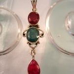 Rubin & Smaragd hängsmycke - Fasett/Oval