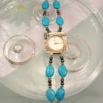 Silver klocka med Turkos & Hematit - Kant/Oval