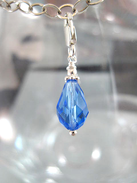 Månadskristall med karbinlås - Berlock/September/Swarovskidroppe/Safir