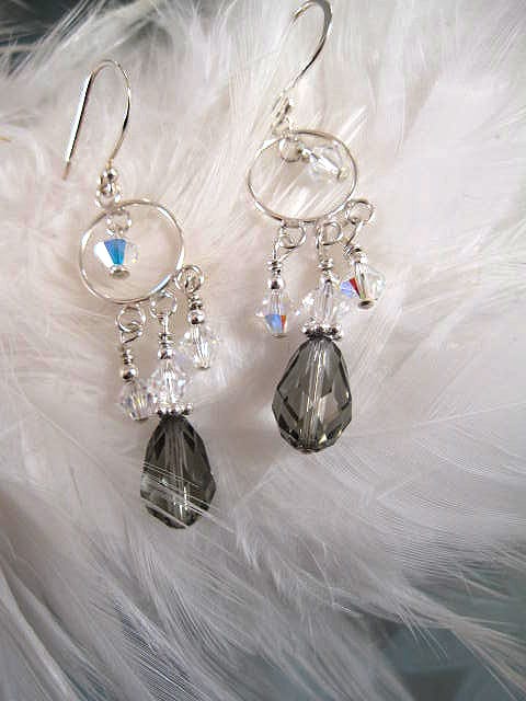 Swarovskikristall örhängen - Svart diamant/Kristall AB/Chandelier