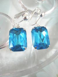Clips örhängen med Glas - Fasett/Blå