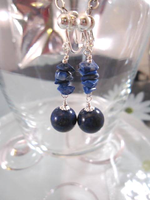 Clips örhängen med Lapis Lazuli - Ranka/Långa