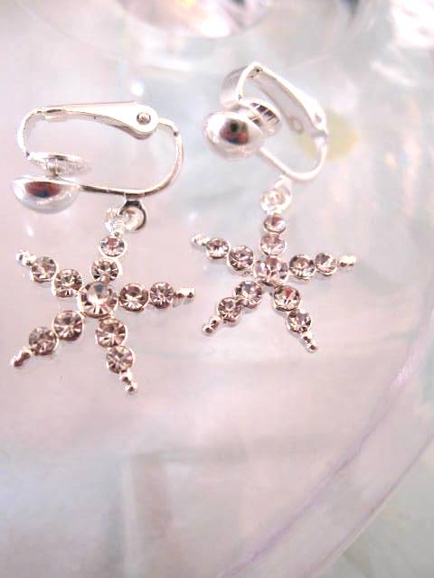 Clips örhängen med Diamante Strass Stjärna 3 cm