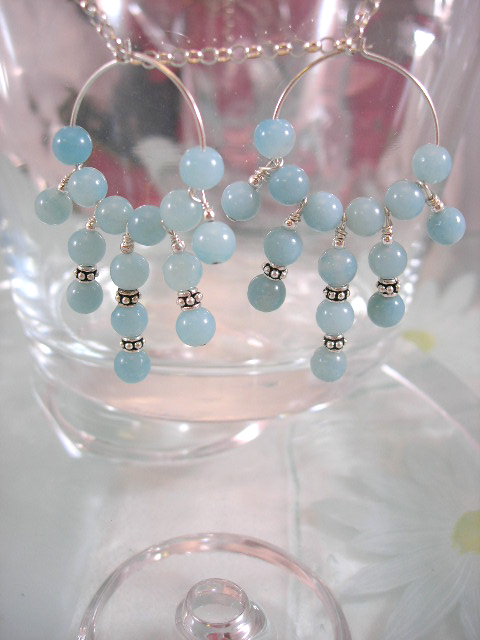 Långa Amazonit örhängen - Blå/Creol