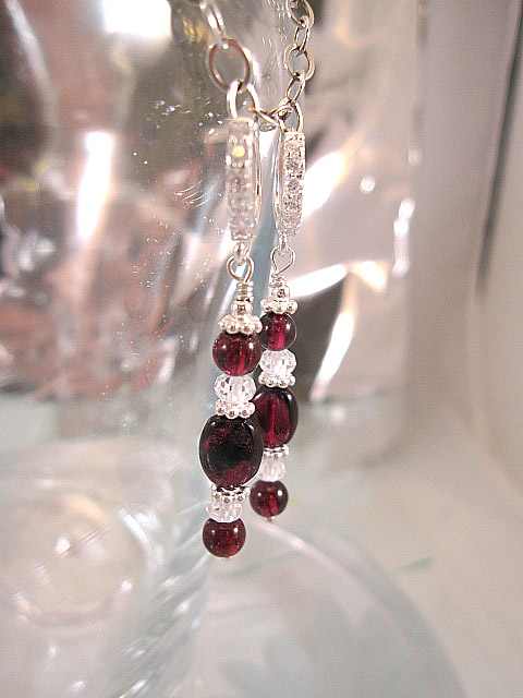 Granat o Kubisk Zirkonia örhängen - Creoler