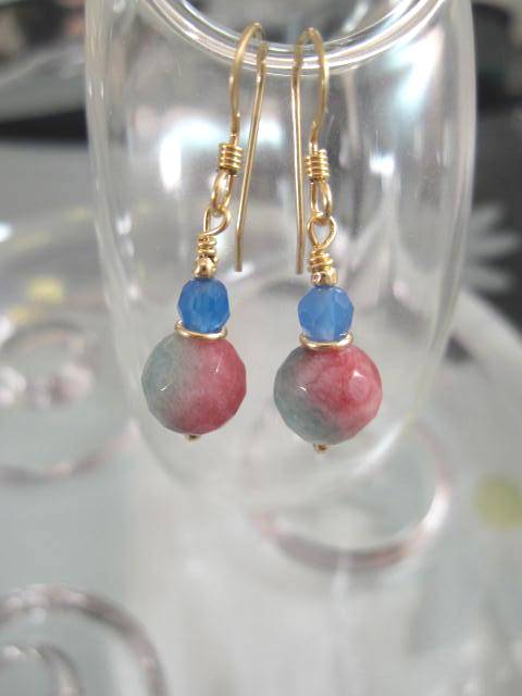 Guld, Candy Jade o Topaser örhängen - 14K GF/Fasett