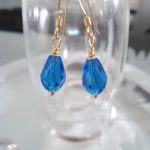 Guld o Swarovskikristaller örhängen - 14K GF/Droppe/Koboltblå