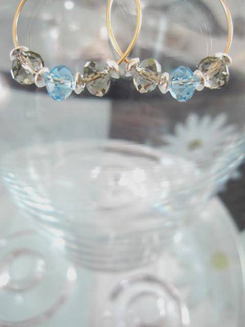 Guld, Silver o Swarovskikristaller örhängen - 14K GF