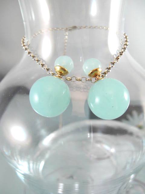 Dubbelpärlor örhängen - Havsgrön