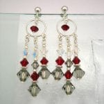 Chandelier örhängen med Swarovski Kristaller - Grå/Röd/Vit