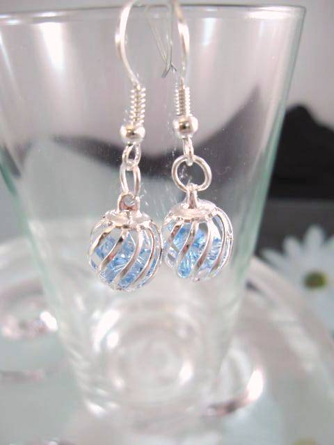 Kristaller örhängen - Bur/Blå