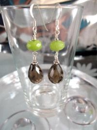 Peridot o Röktopas örhängen - Fasett/Grön/Brun/Droppe/Rondell