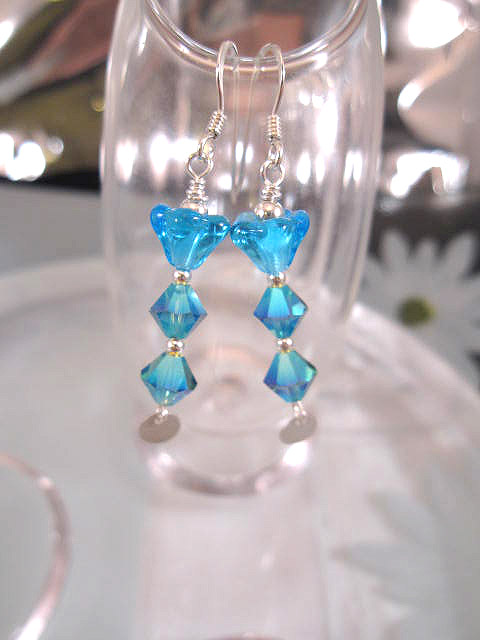 Swarovskikristall o Glas örhängen - Blå/Ranka